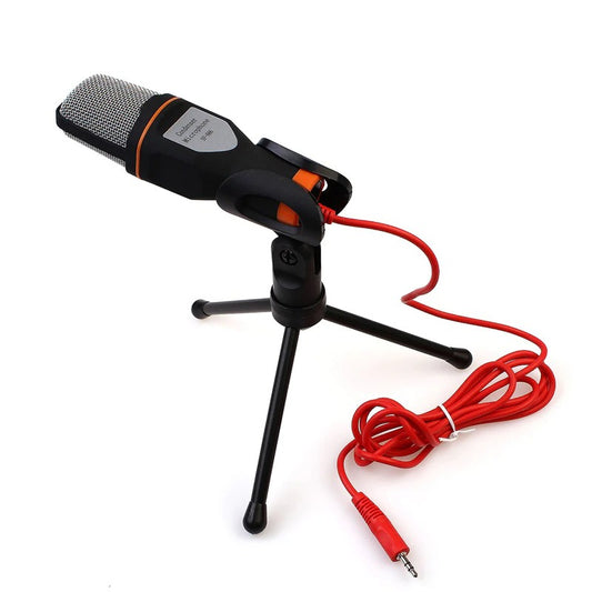 SF-666 Multimedia Studio 3.5mm Condenser Wired Computer Microphone with Tripod Stand