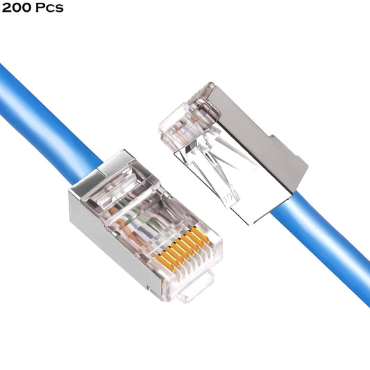 200 Pcs RJ45 CAT6 Pass Through And Foldable Shrapnel Design Ethernet Cable Connectors