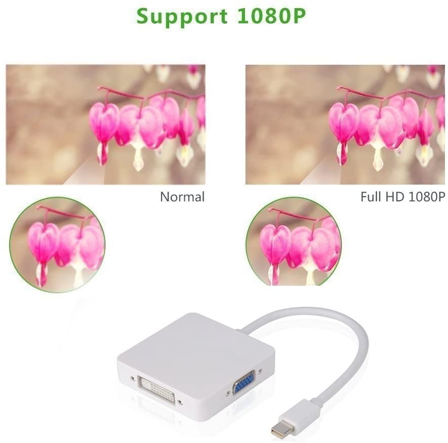 3-In-1 Mini-DisplayPort To HDMI / DVI / VGA Cable Adapter