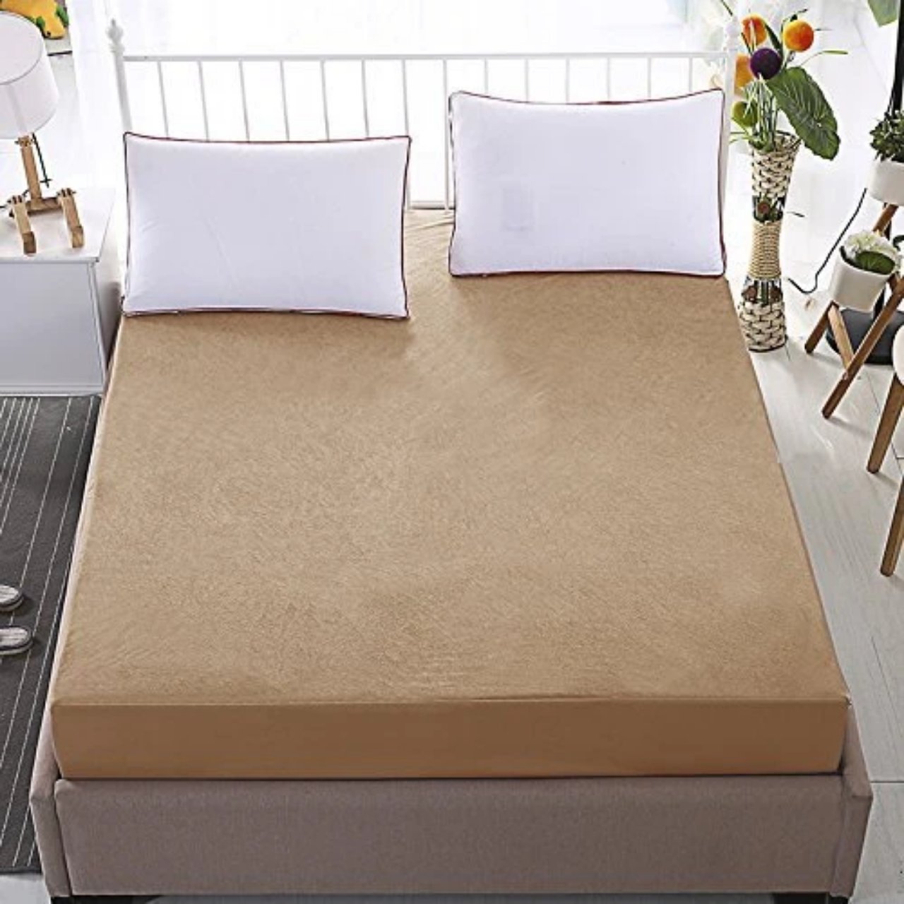 King Size Waterproof Mattress Cover Cotton Fitted Sheet Protector Bedsheet