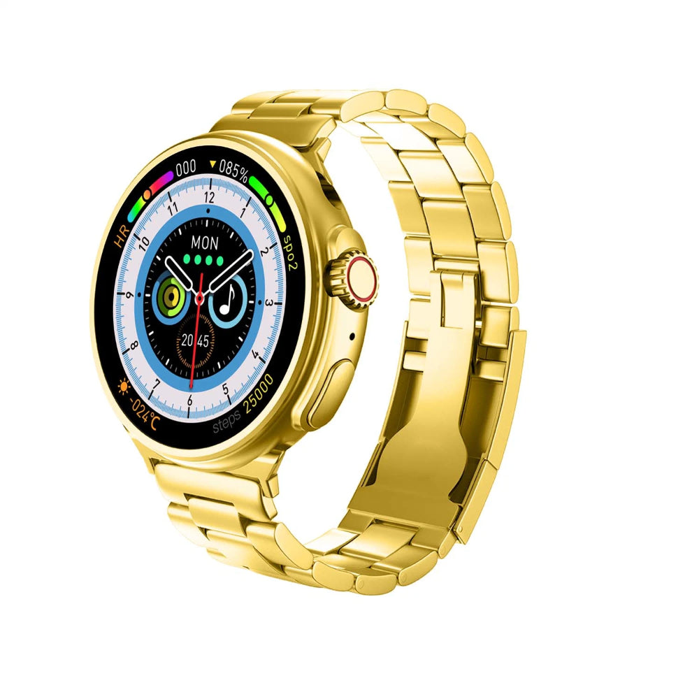 G10 24K Gold Amoled Display Luxury Stainless Steel Sports Heart Rate Health Monitoring Watch Smart Watch