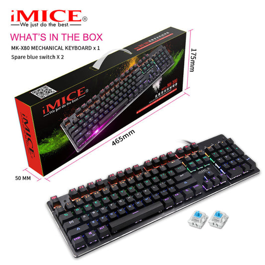 MK-X80 Wired Mechanical Gaming Keyboard With RGB Backlight Effects And Multimedia Function Keys