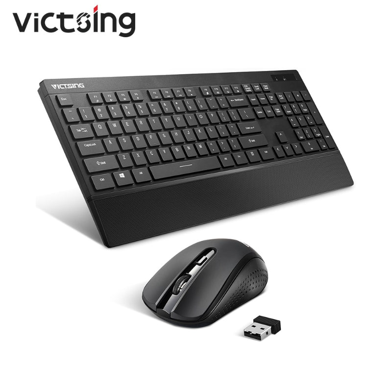 PC132a Wireless Keyboard And Mouse Combo 104-Keys Keyboard With Chiclet Keys Palm Rest And Mouse For PC Laptop