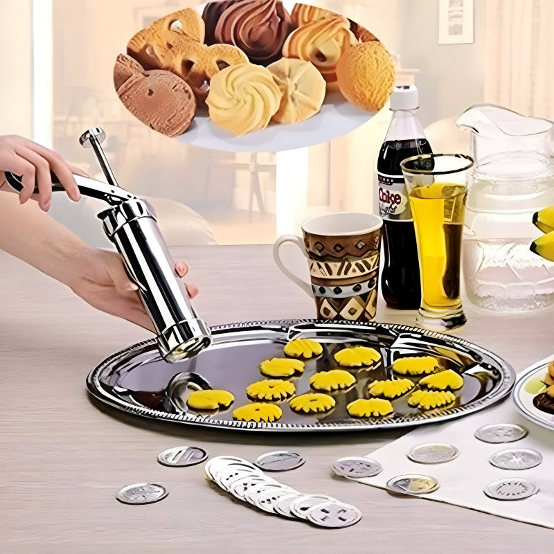 Multi-Pattern Cookie Press Machine DIY Biscuit Maker With 20 Disc Shapes And Stencils