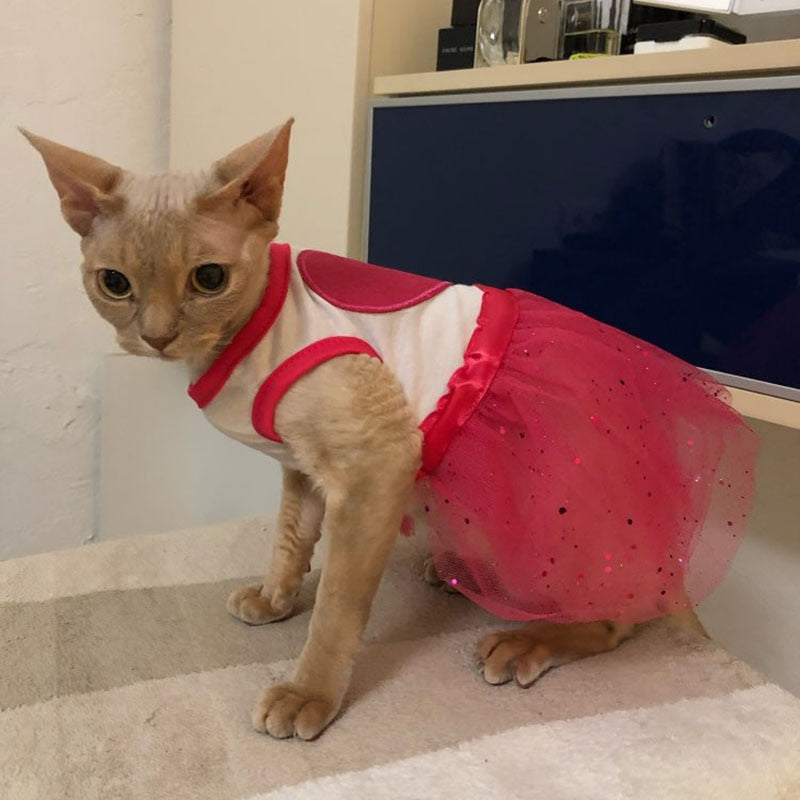 Cat/Dog Clothes Red Heart Cat Dress Skirt Wedding Dresses Spring