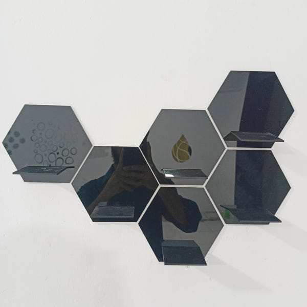 Acrylic Hexagon Self Wall Decor | Decor Art Candlestick Design Candle Stand