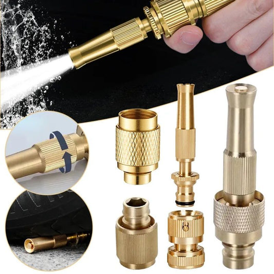 Brass Nozzle Water Spray Gun Jet Hose Nozzles Pipe High Pressure For Car,Bike,Window Cleaning Sprayer And Plants Gardening Washing (Without Pipe) Golden