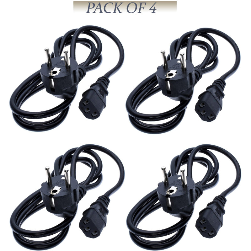 Pack Of 4 AC Copper Power Cable Power Extension Cord For PC Computer Monitor Printers