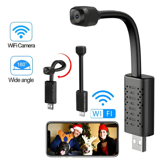 Portable V380 Pro 2MP 1080P HD USB Surveillance Camera With Rotatable Gnoose Neck, Motion Detection (WiFi & Hotspot)
