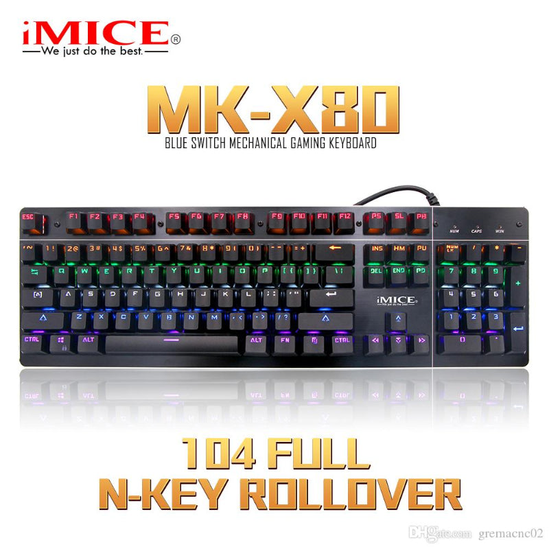 MK-X80 Wired Mechanical Gaming Keyboard With RGB Backlight Effects And Multimedia Function Keys